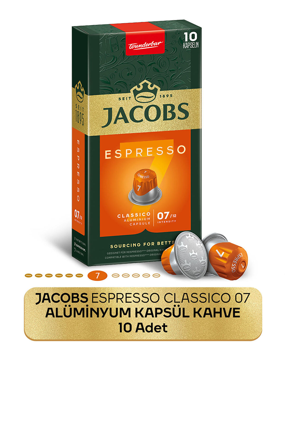 Jacobs Espresso 7 Classico Kapsül Kahve Nespresso Uyumlu 10 Kapsül